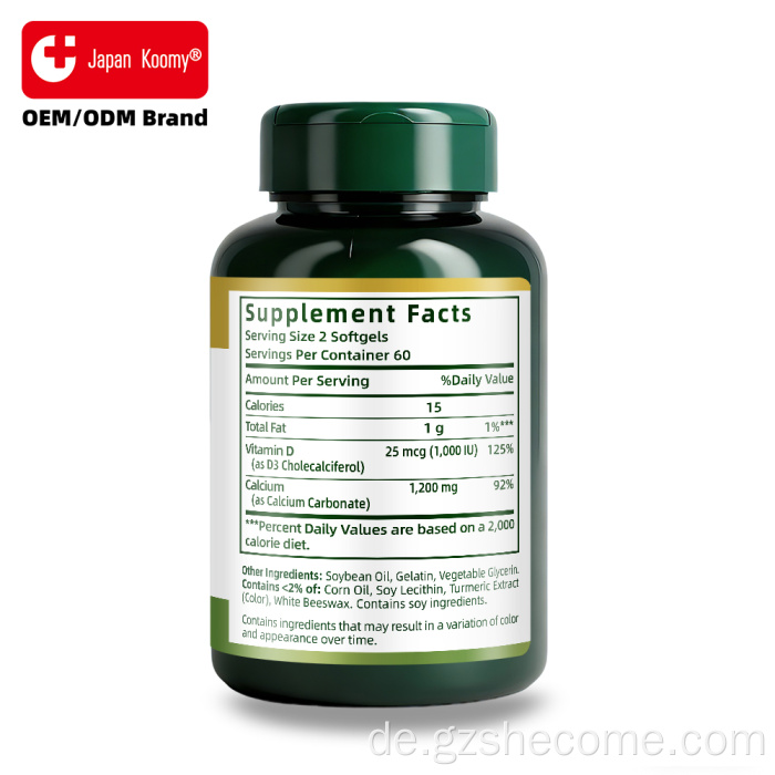 Shecome Calcium Softgels Vitamin D3 Unterstützung der Knochengesundheit